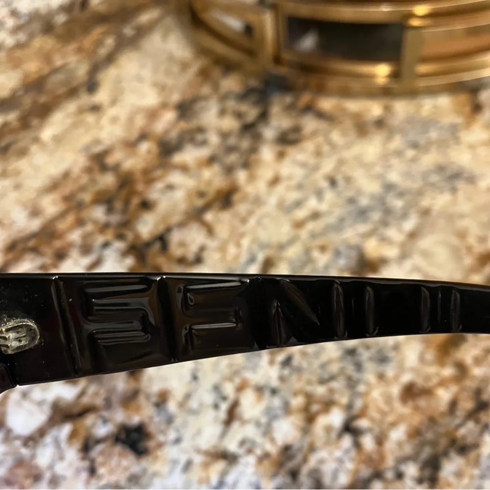 Fendi Black Aviator Sunglasses Crystal Logo